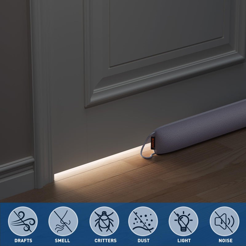 MAGZO Door Draft Stopper, 36 Inch Under Door Draft Blocker Noise Stopper, Weighted Wind Blocker Draft Guard for Bottom of Door, Gray - Image 4